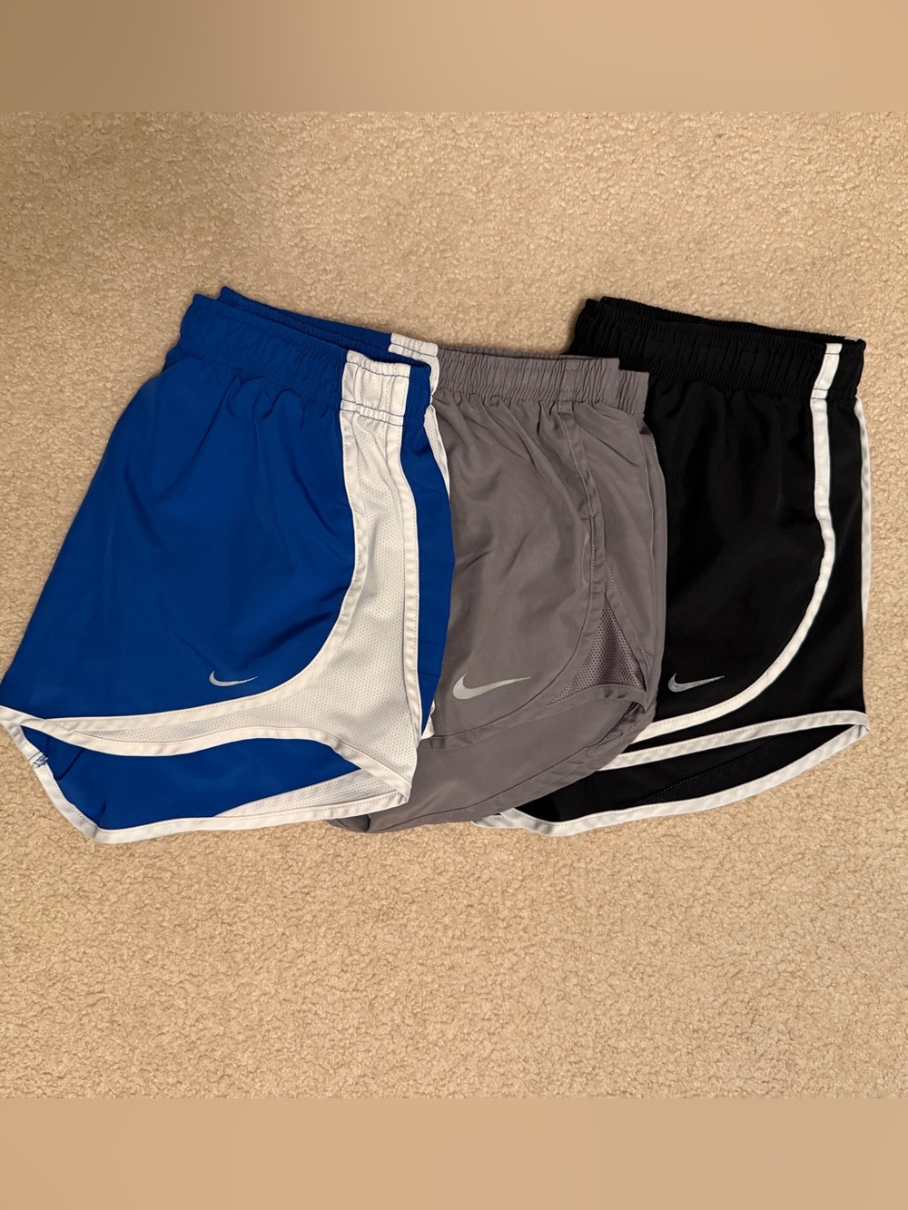 Nike Kids Athletic Shorts Trio in Blue, Gray, and Black